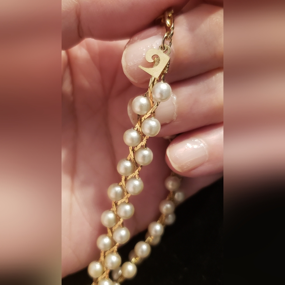 Pierre Cardin Faux Pearl, Braided Gold-plated Vintage Necklace, Approx 16", WOW! - Picture 2 of 6